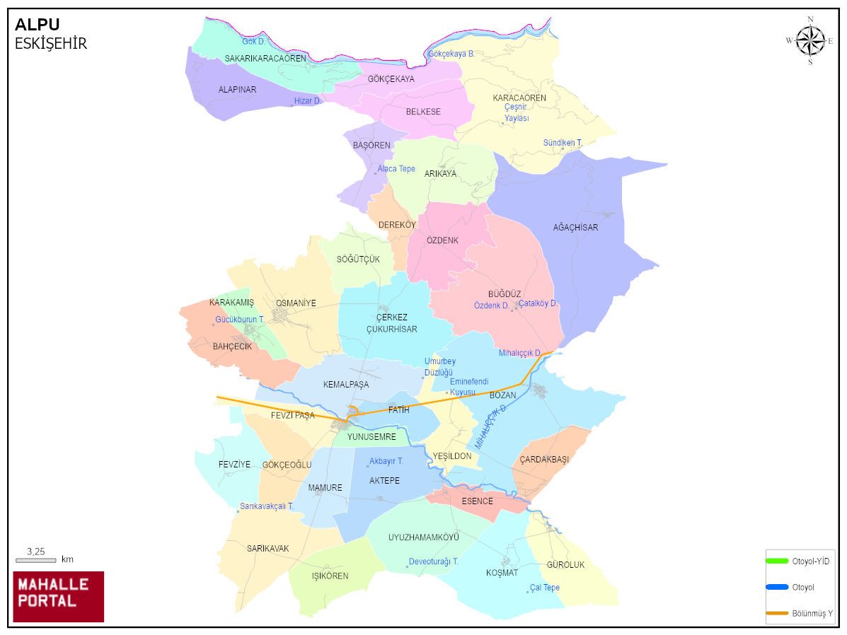 ALPU Mahalle Köy Haritası | İlçe Mahalleleri ve Köy Sınırları