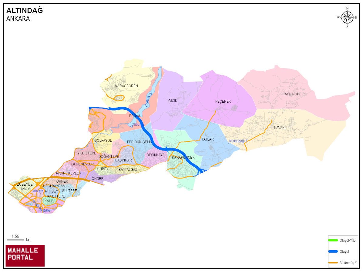 ALTINDAĞ Mahalle Köy Haritası | İlçe Mahalleleri ve Köy Sınırları