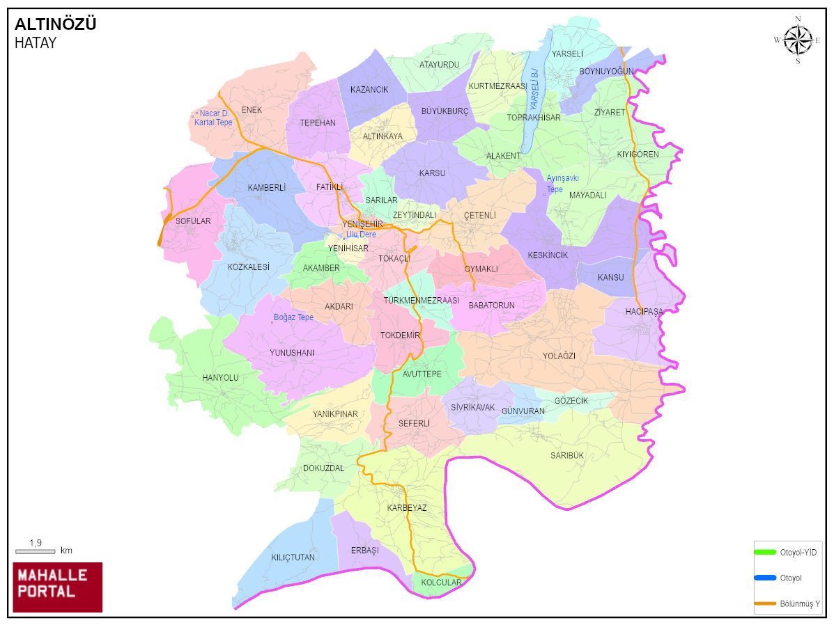 ALTINÖZÜ Mahalle Köy Haritası | İlçe Mahalleleri ve Köy Sınırları