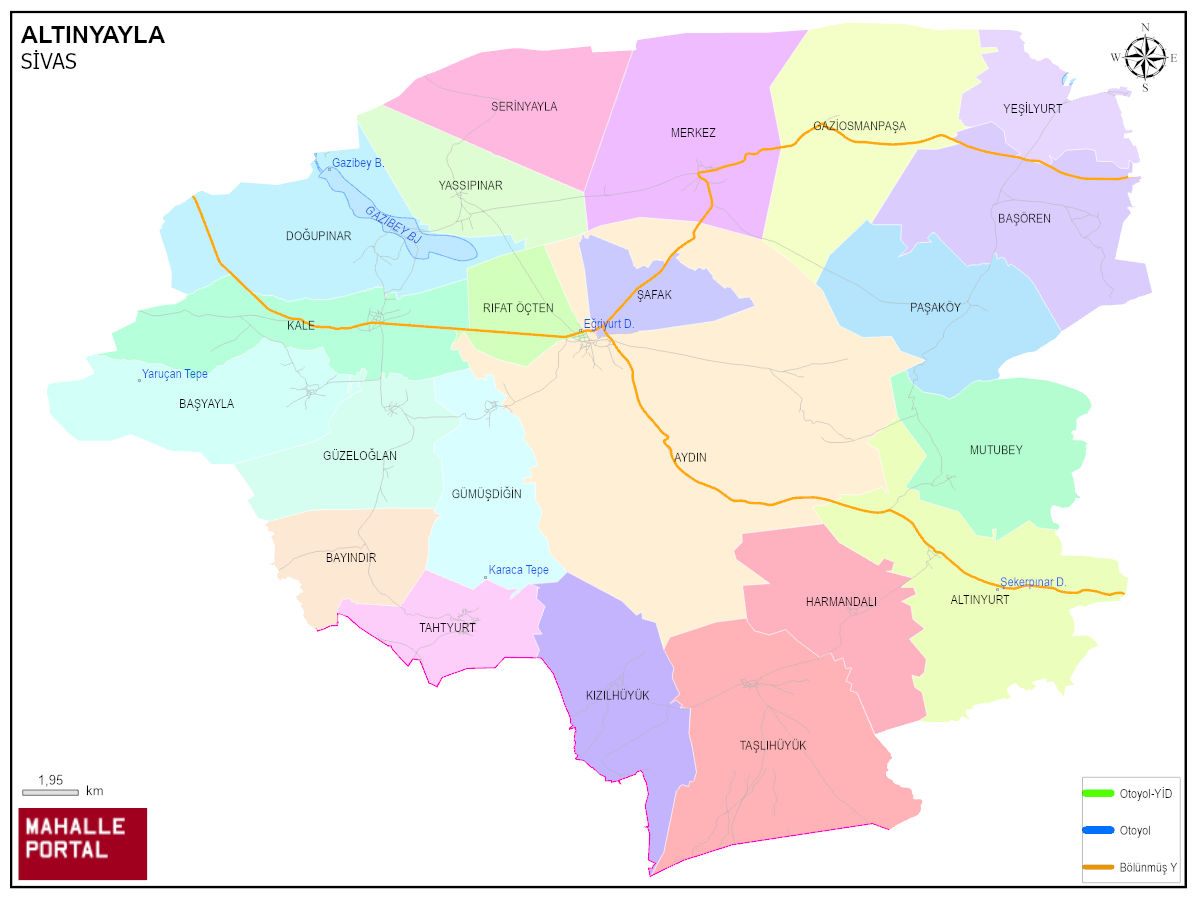 ALTINYAYLA Mahalle Köy Haritası | İlçe Mahalleleri ve Köy Sınırları