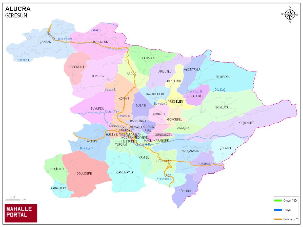 ALUCRA Mahalle Köy Haritası | İlçe Mahalleleri ve Köy Sınırları