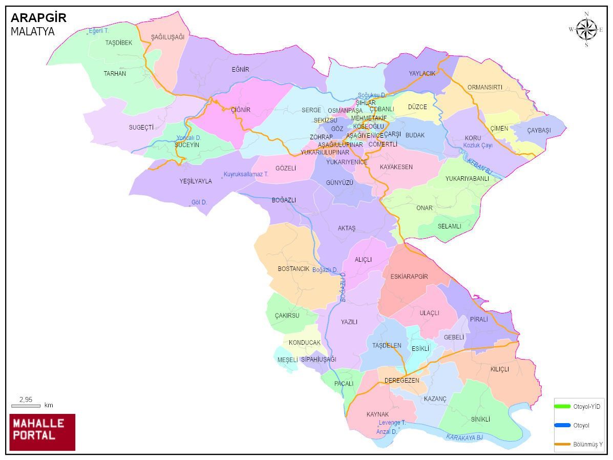 ARAPGİR Mahalle Köy Haritası | İlçe Mahalleleri ve Köy Sınırları