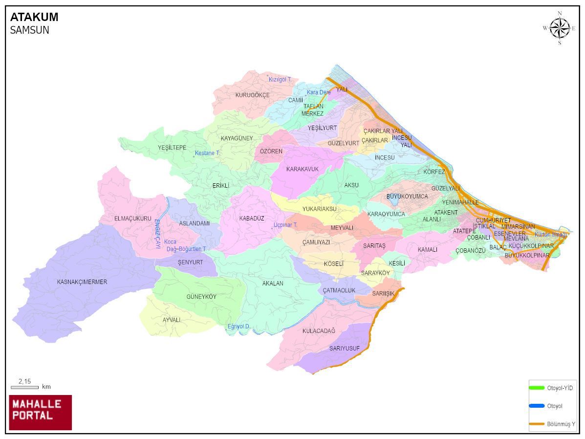 ATAKUM Mahalle Köy Haritası | İlçe Mahalleleri ve Köy Sınırları