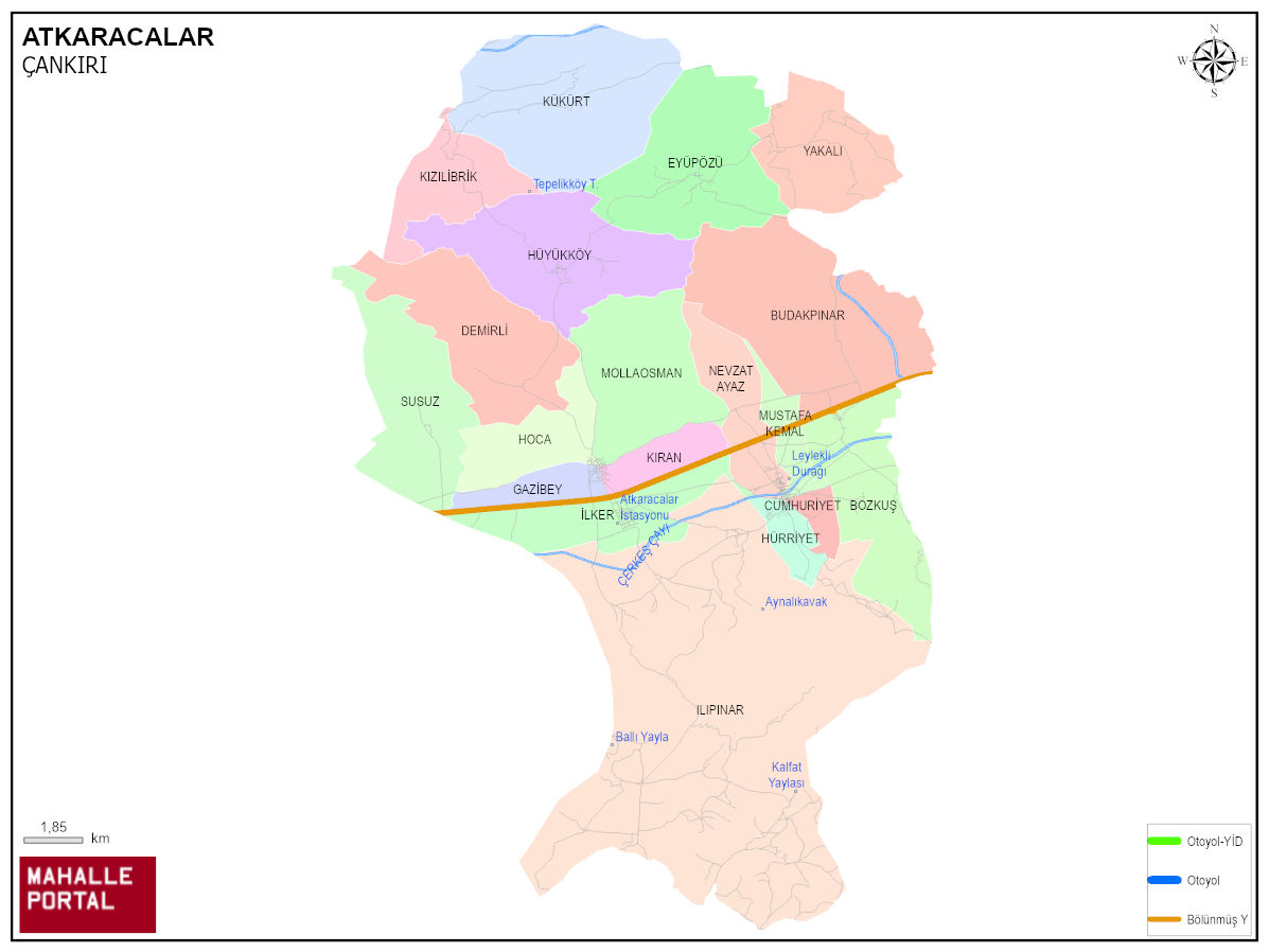 ATKARACALAR Mahalle Köy Haritası | İlçe Mahalleleri ve Köy Sınırları