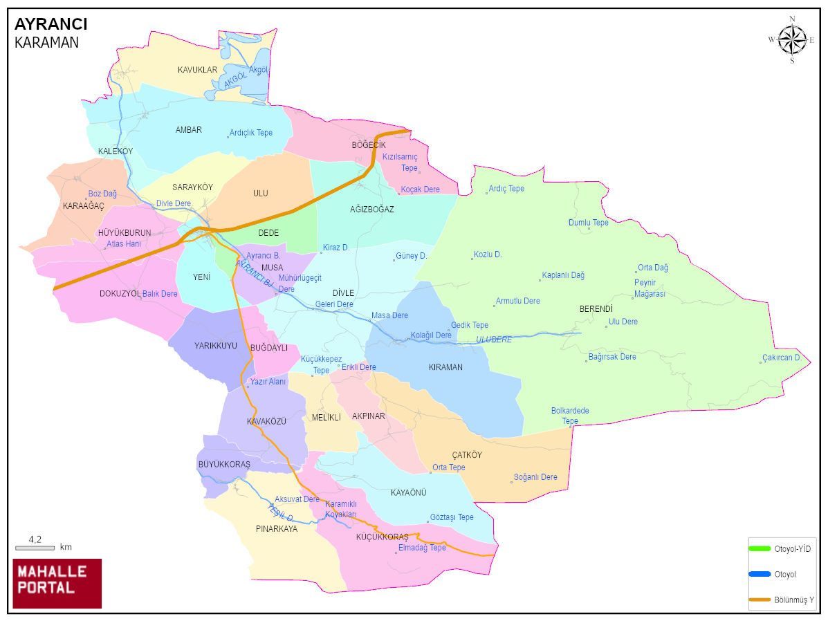 AYRANCI Mahalle Köy Haritası | İlçe Mahalleleri ve Köy Sınırları