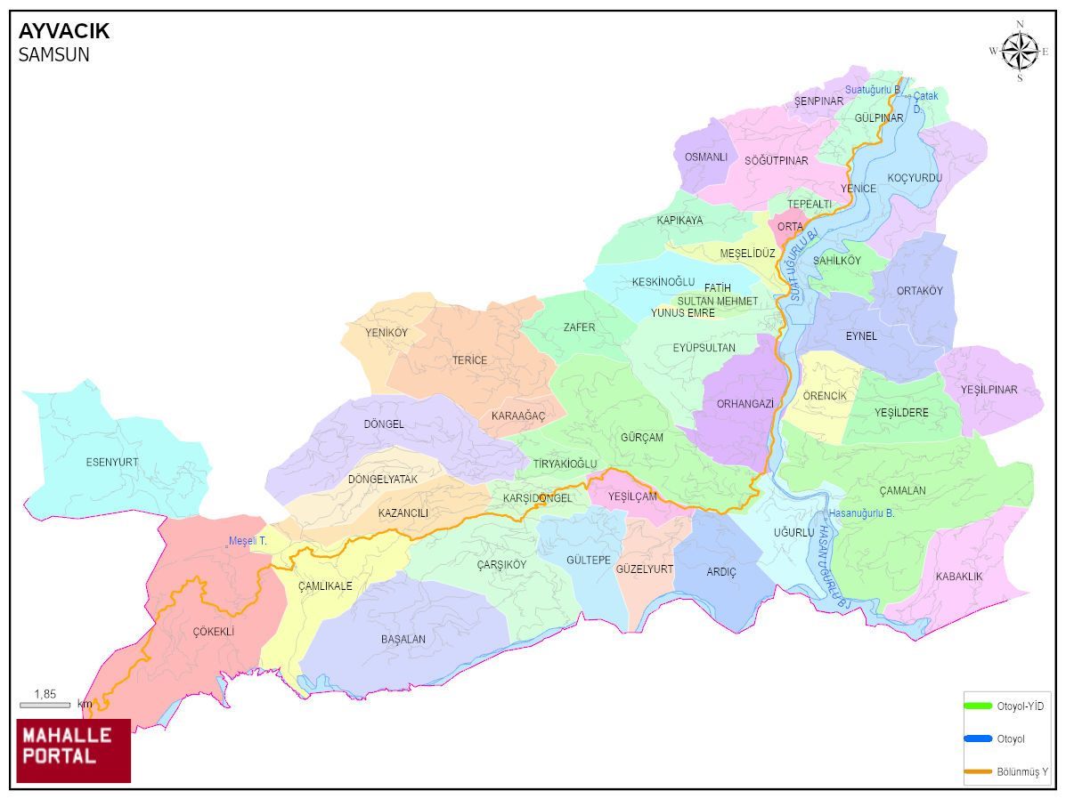 AYVACIK Mahalle Köy Haritası | İlçe Mahalleleri ve Köy Sınırları