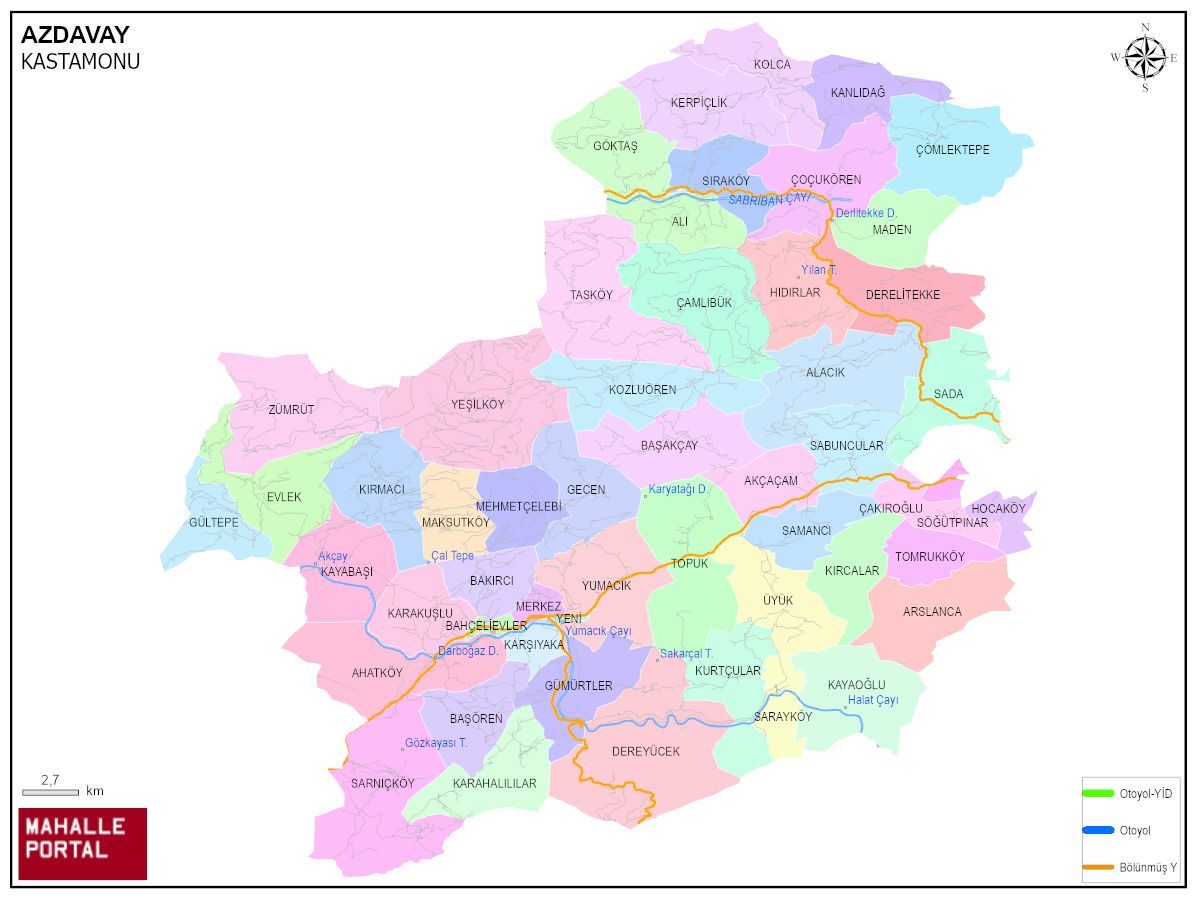 AZDAVAY Mahalle Köy Haritası | İlçe Mahalleleri ve Köy Sınırları