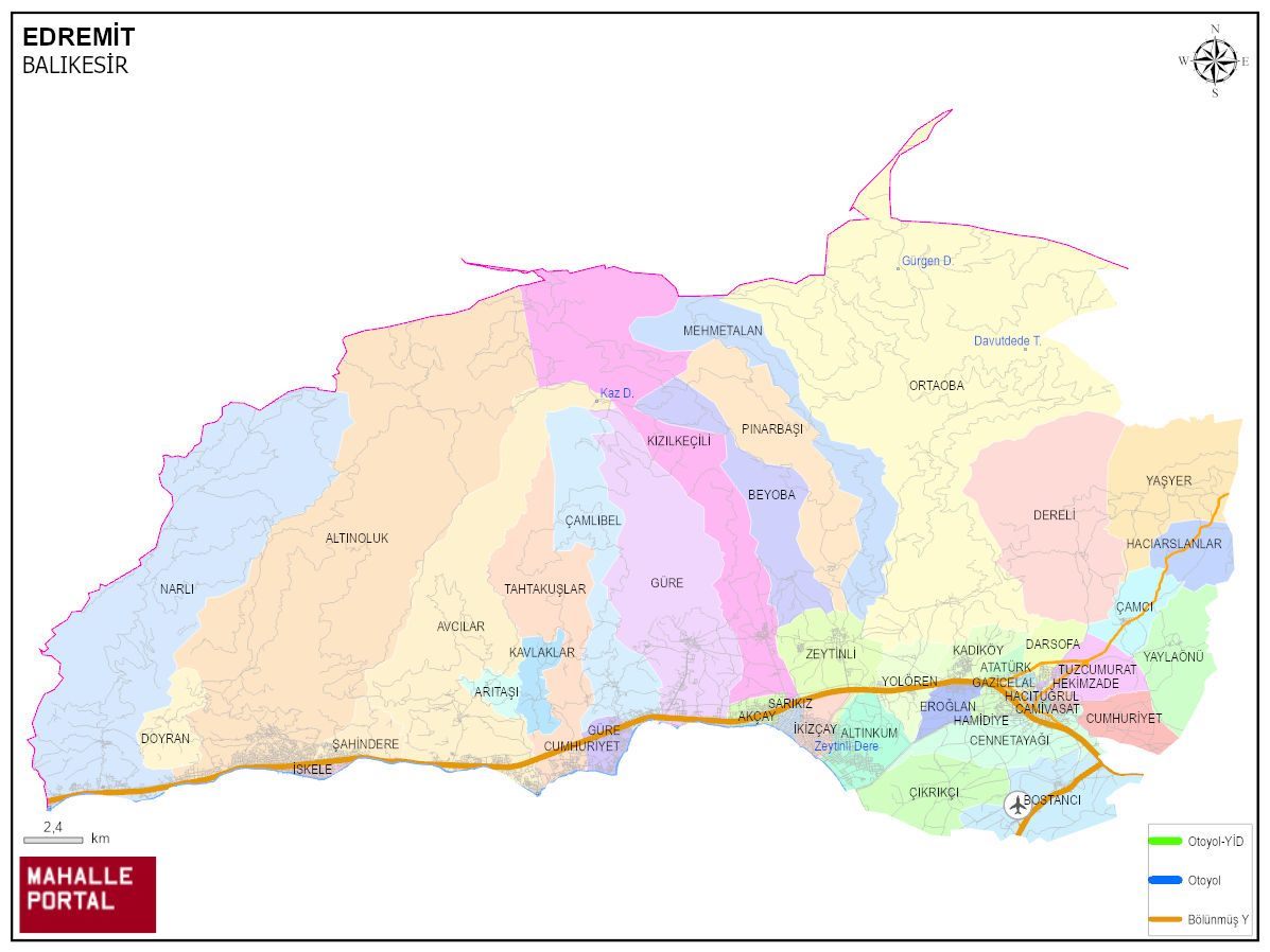 EDREMİT Mahalle Köy Haritası | İlçe Mahalleleri ve Köy Sınırları