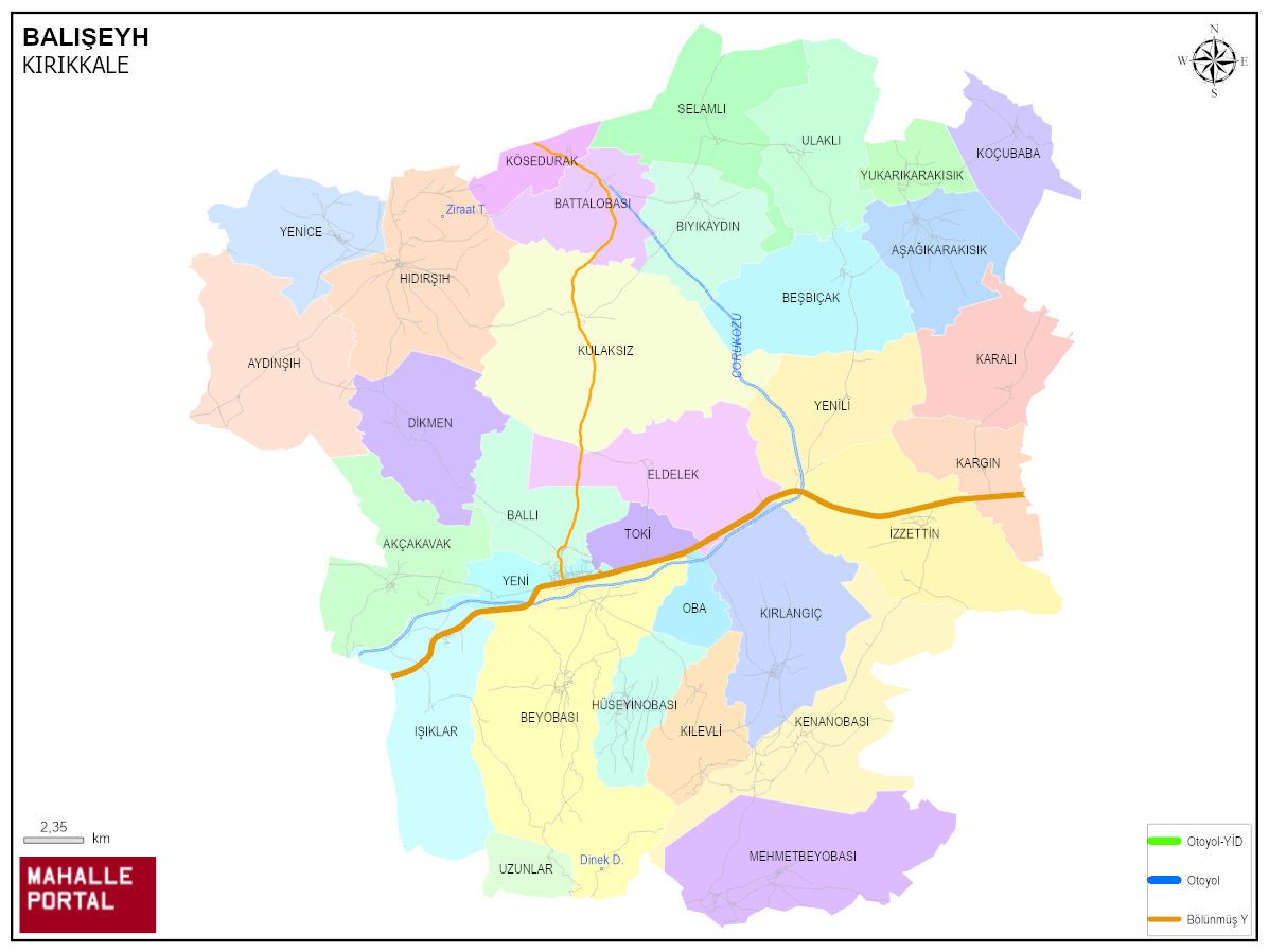 BALIŞEYH Mahalle Köy Haritası | İlçe Mahalleleri ve Köy Sınırları