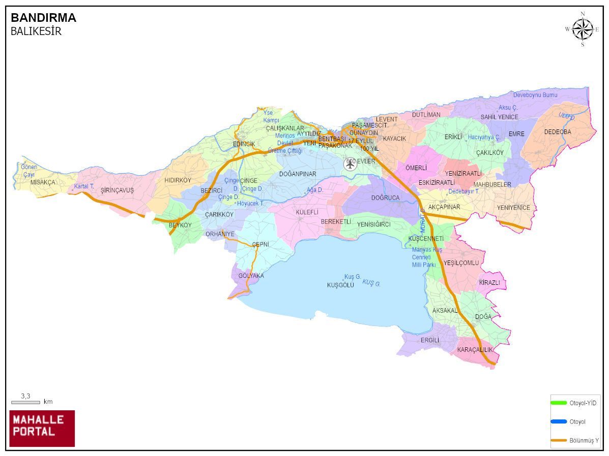 BANDIRMA Mahalle Köy Haritası | İlçe Mahalleleri ve Köy Sınırları