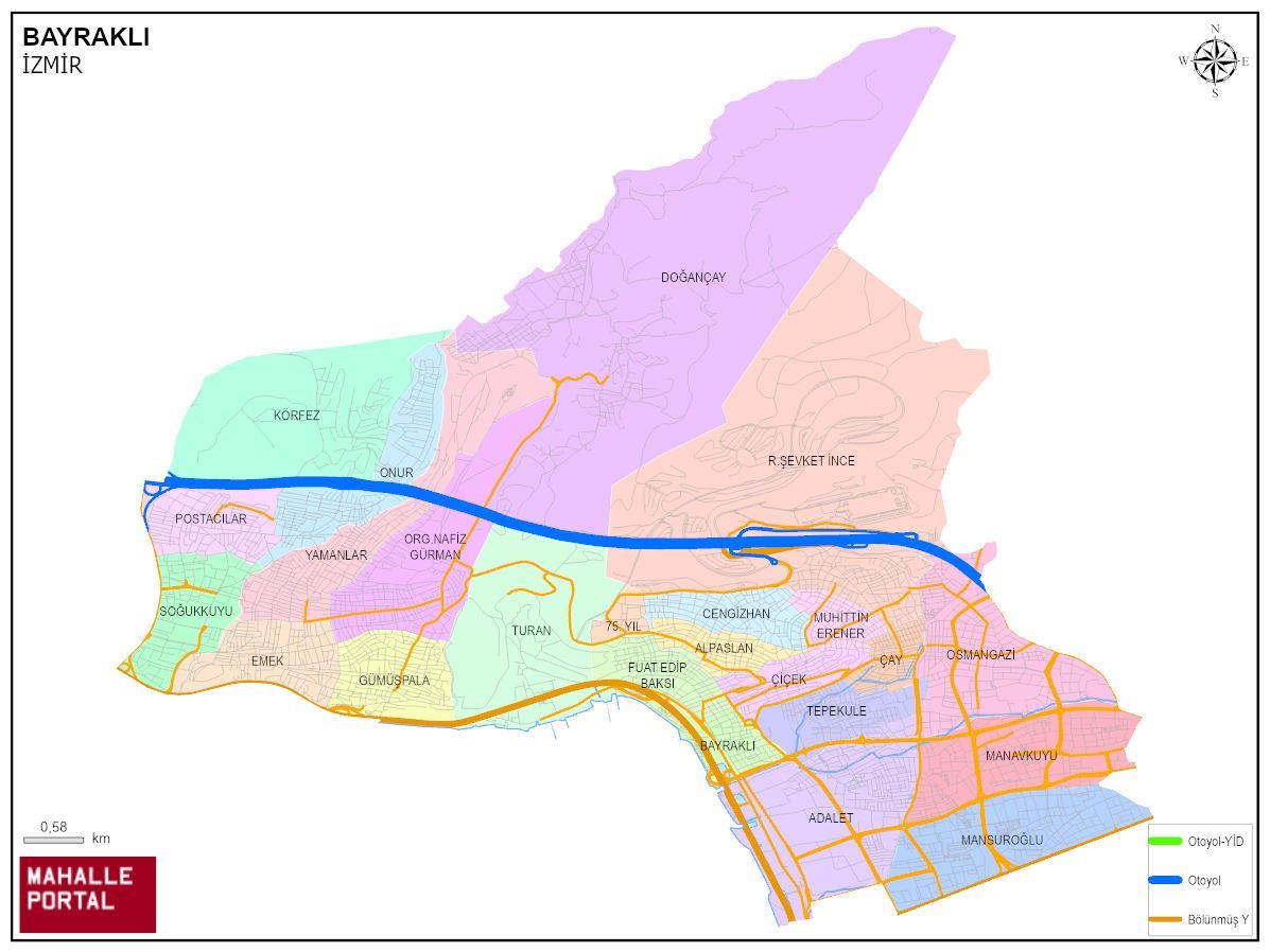 BAYRAKLI Mahalle Köy Haritası | İlçe Mahalleleri ve Köy Sınırları