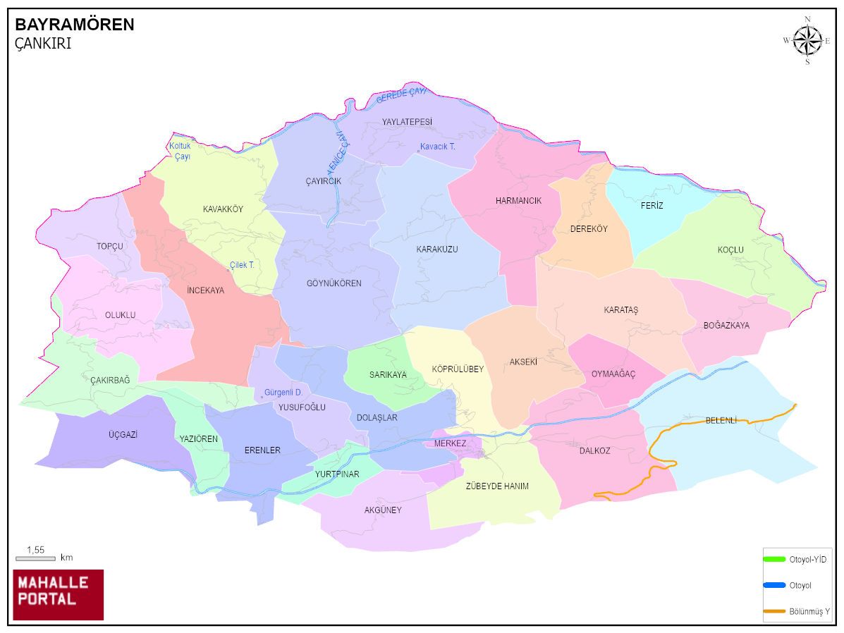 BAYRAMÖREN Mahalle Köy Haritası | İlçe Mahalleleri ve Köy Sınırları
