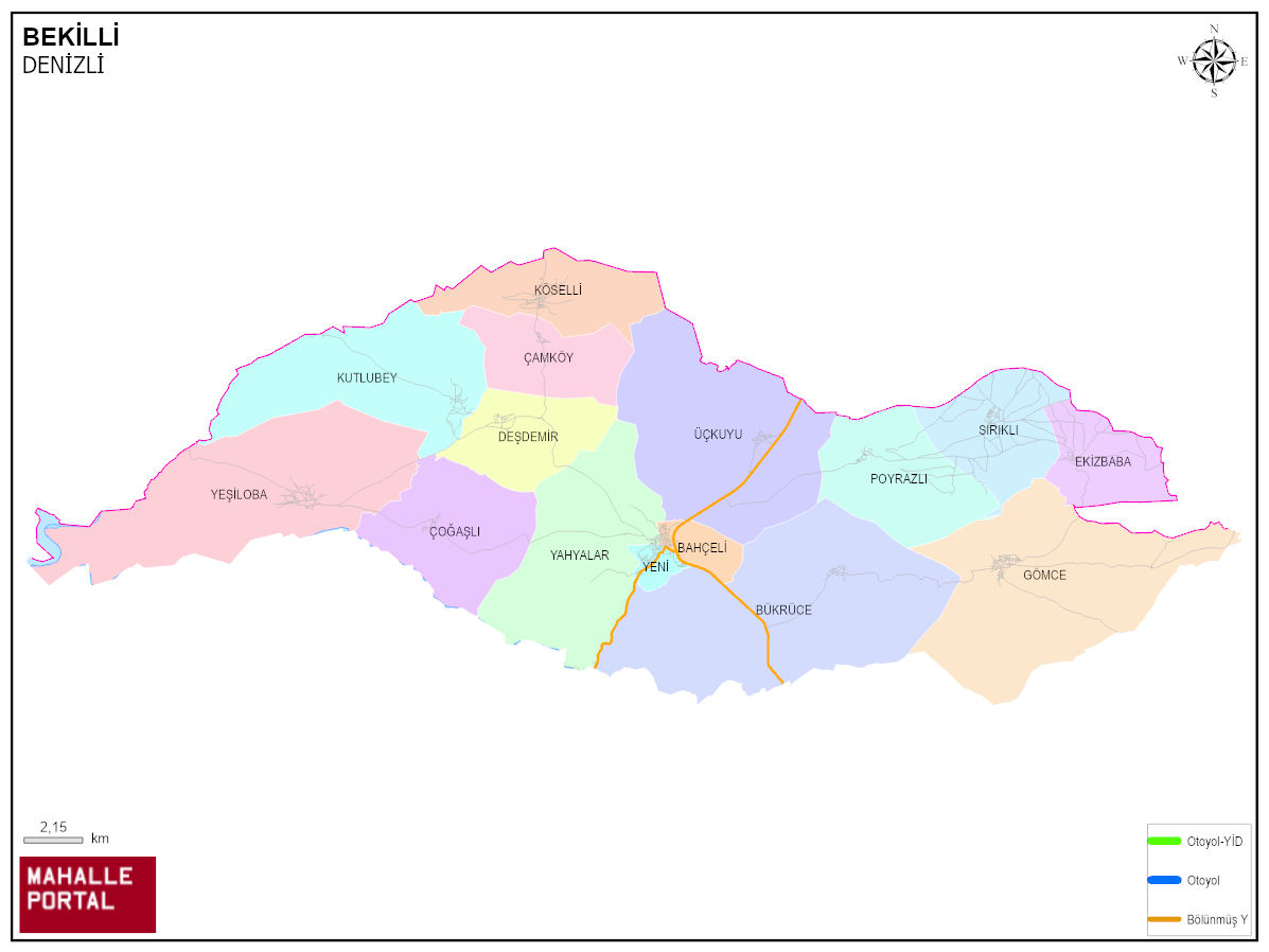 BEKİLLİ Mahalle Köy Haritası | İlçe Mahalleleri ve Köy Sınırları