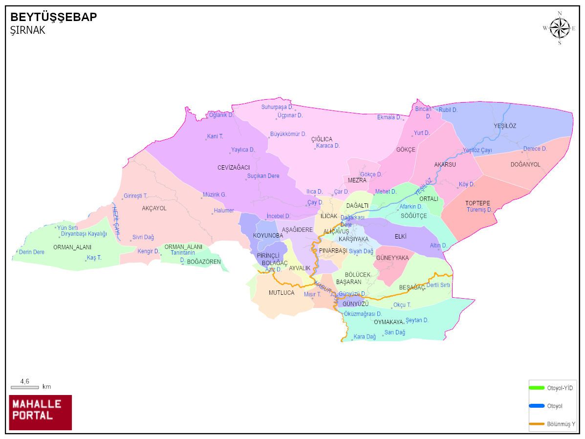 BEYTÜŞŞEBAP Mahalle Köy Haritası | İlçe Mahalleleri ve Köy Sınırları