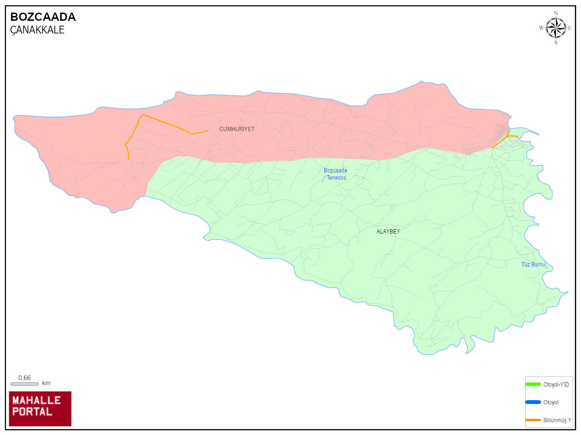 BOZCAADA Mahalle Köy Haritası | İlçe Mahalleleri ve Köy Sınırları