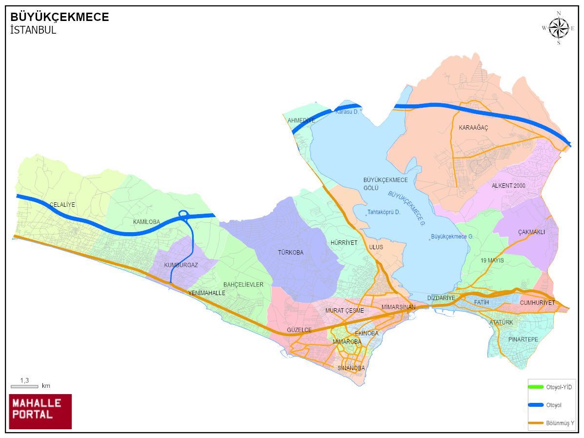 BÜYÜKÇEKMECE Mahalle Köy Haritası | İlçe Mahalleleri ve Köy Sınırları