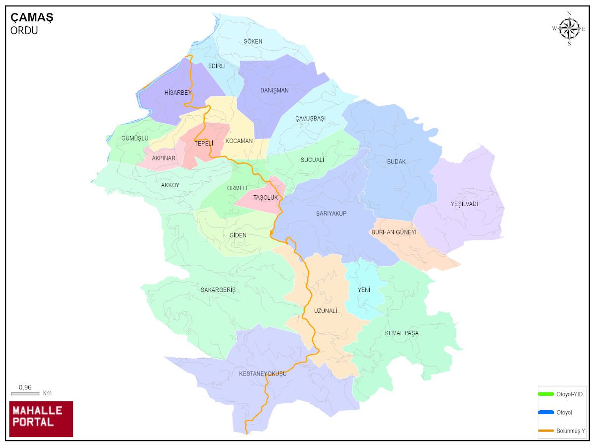 ÇAMAŞ Mahalle Köy Haritası | İlçedeki Tüm Mahalle ve Köyler