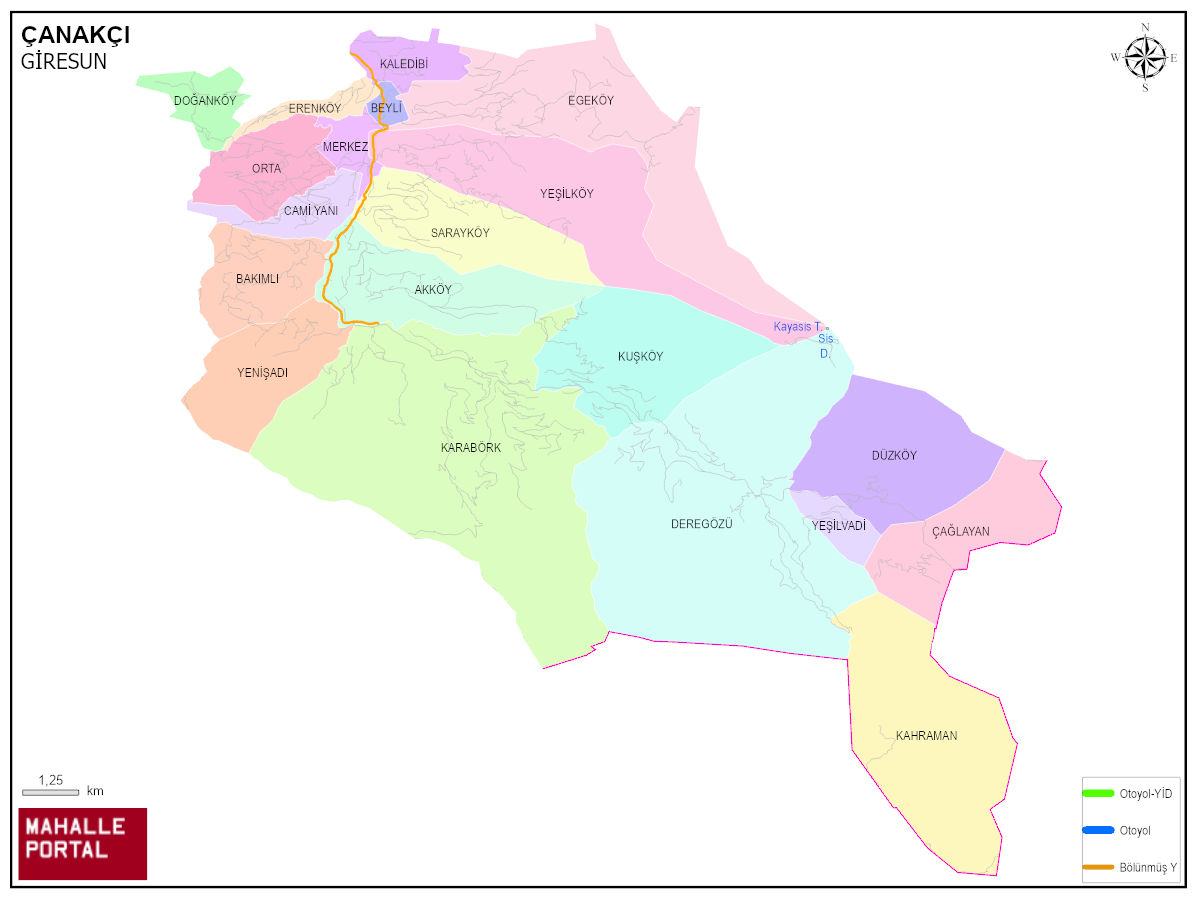 ÇANAKÇI Mahalle Köy Haritası | İlçedeki Tüm Mahalle ve Köyler