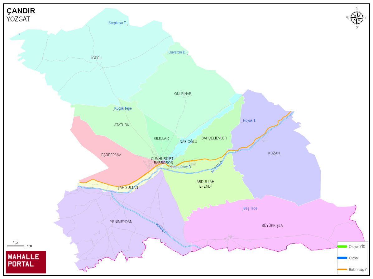 ÇANDIR Mahalle Köy Haritası | İlçedeki Tüm Mahalle ve Köyler