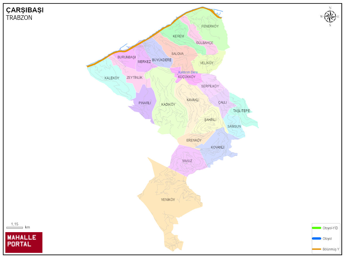 ÇARŞIBAŞI Mahalle Köy Haritası | İlçedeki Tüm Mahalle ve Köyler
