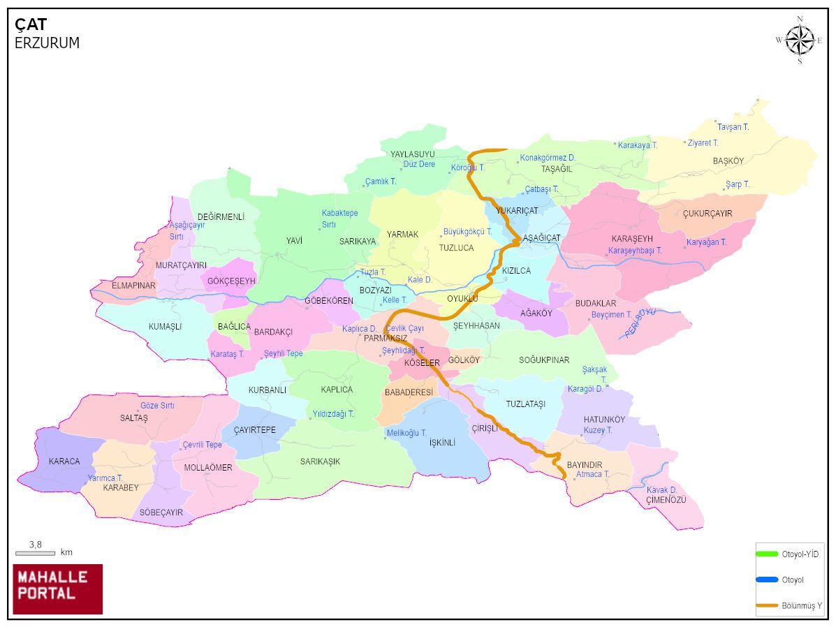ÇAT Mahalle Köy Haritası | İlçedeki Tüm Mahalle ve Köyler