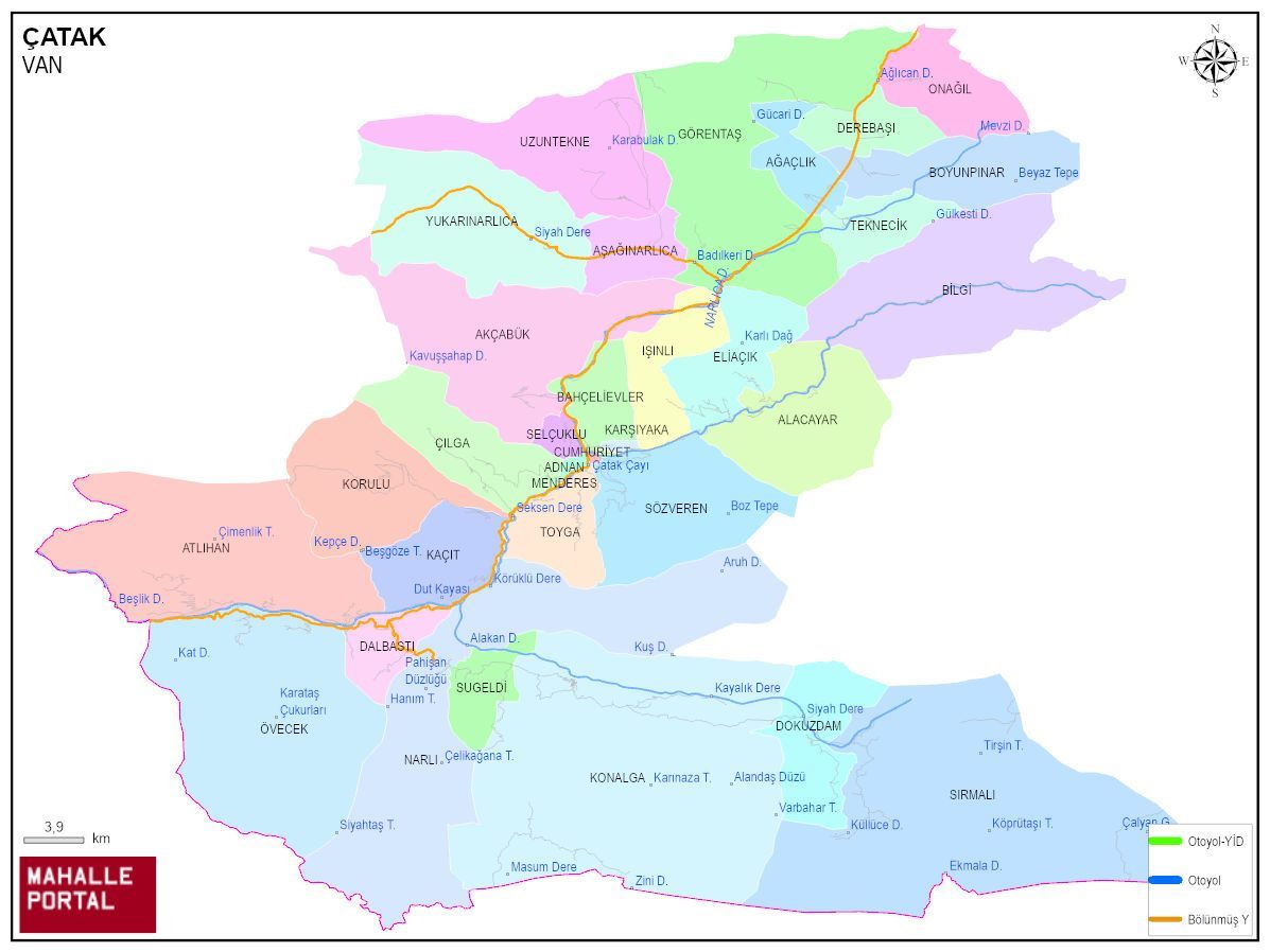 ÇATAK Mahalle Köy Haritası | İlçedeki Tüm Mahalle ve Köyler