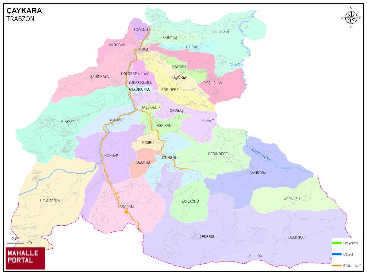 ÇAYKARA Mahalle Köy Haritası | İlçedeki Tüm Mahalle ve Köyler