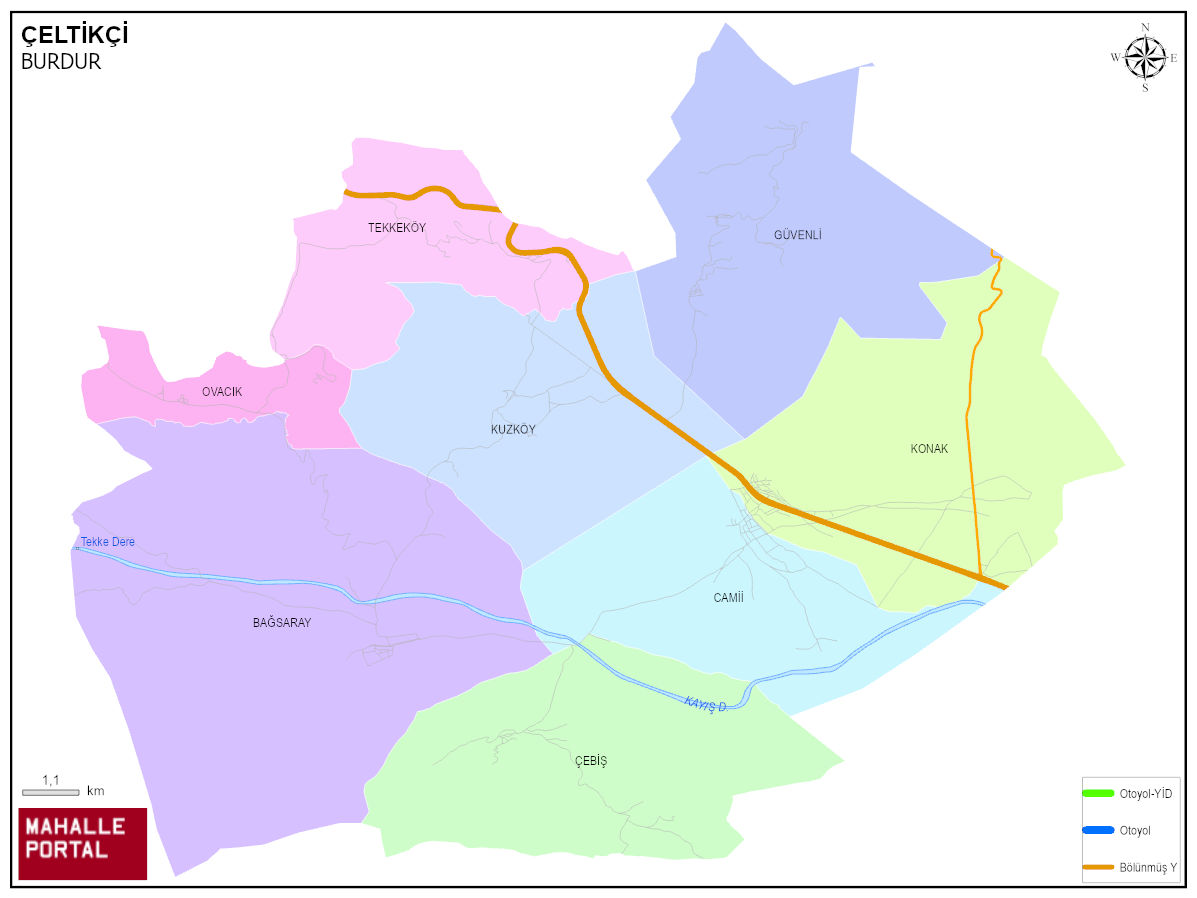 ÇELTİKÇİ Mahalle Köy Haritası | İlçedeki Tüm Mahalle ve Köyler