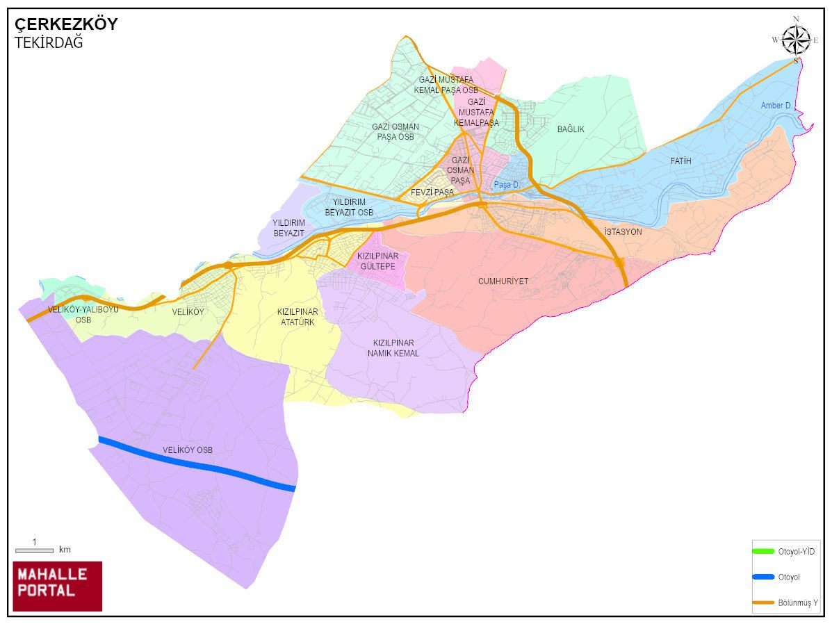 ÇERKEZKÖY Mahalle Köy Haritası | İlçedeki Tüm Mahalle ve Köyler