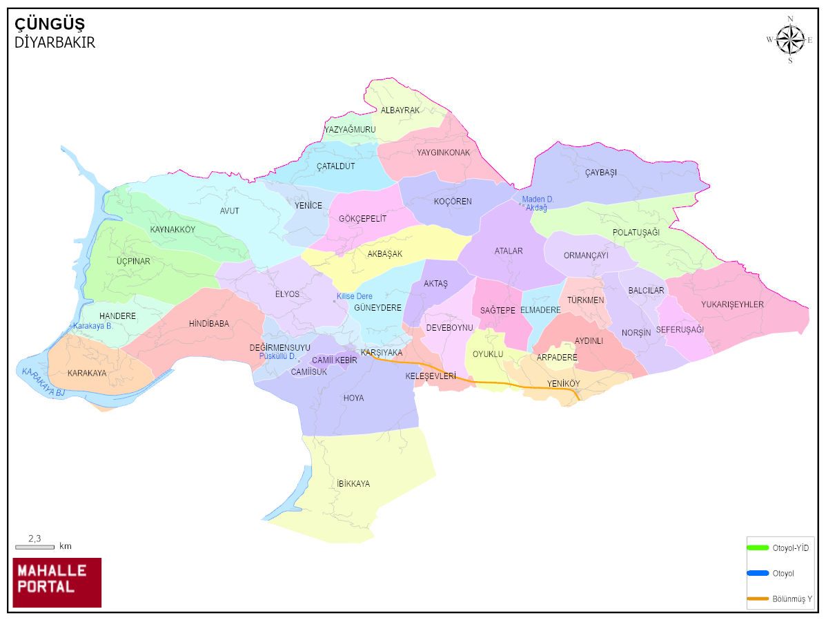 ÇÜNGÜŞ Mahalle Köy Haritası | İlçedeki Tüm Mahalle ve Köyler