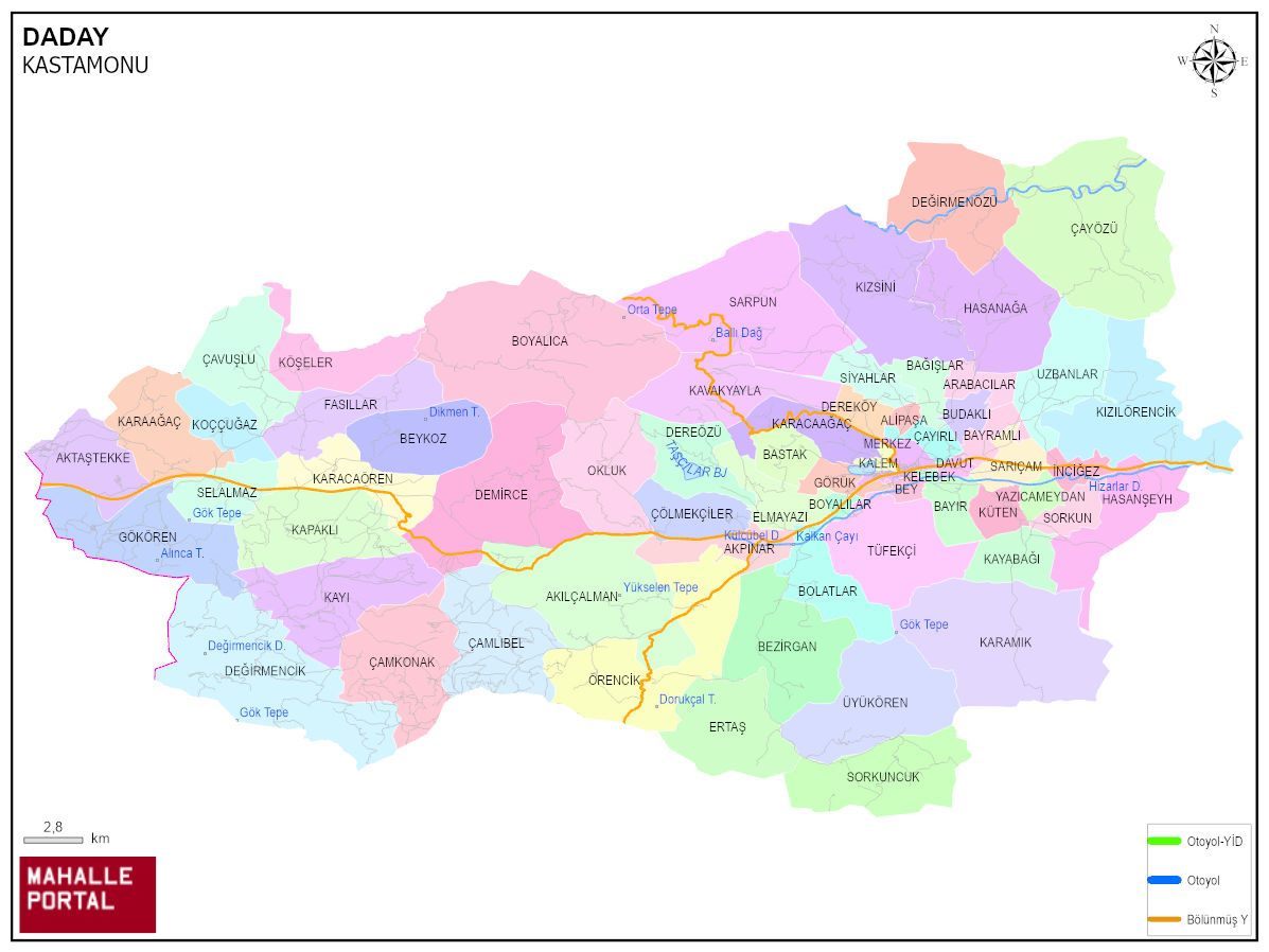 DADAY Mahalle Köy Haritası | İlçe Mahalleleri ve Köy Sınırları
