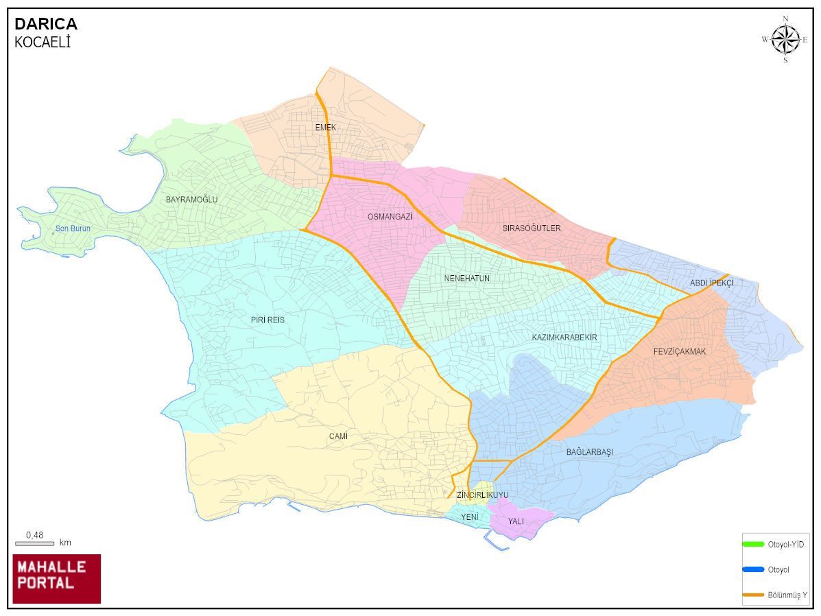 DARICA Mahalle Köy Haritası | İlçe Mahalleleri ve Köy Sınırları