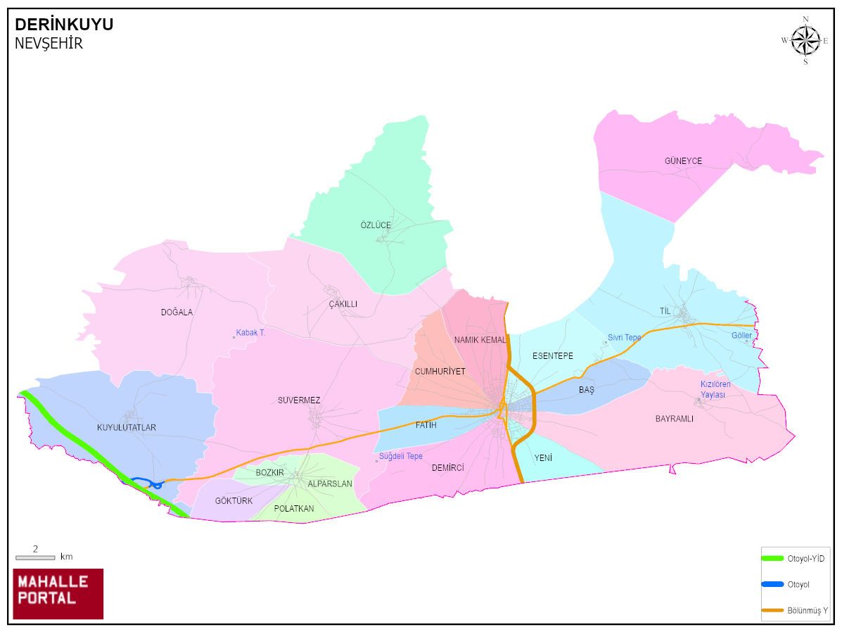 DERİNKUYU Mahalle Köy Haritası | İlçe Mahalleleri ve Köy Sınırları