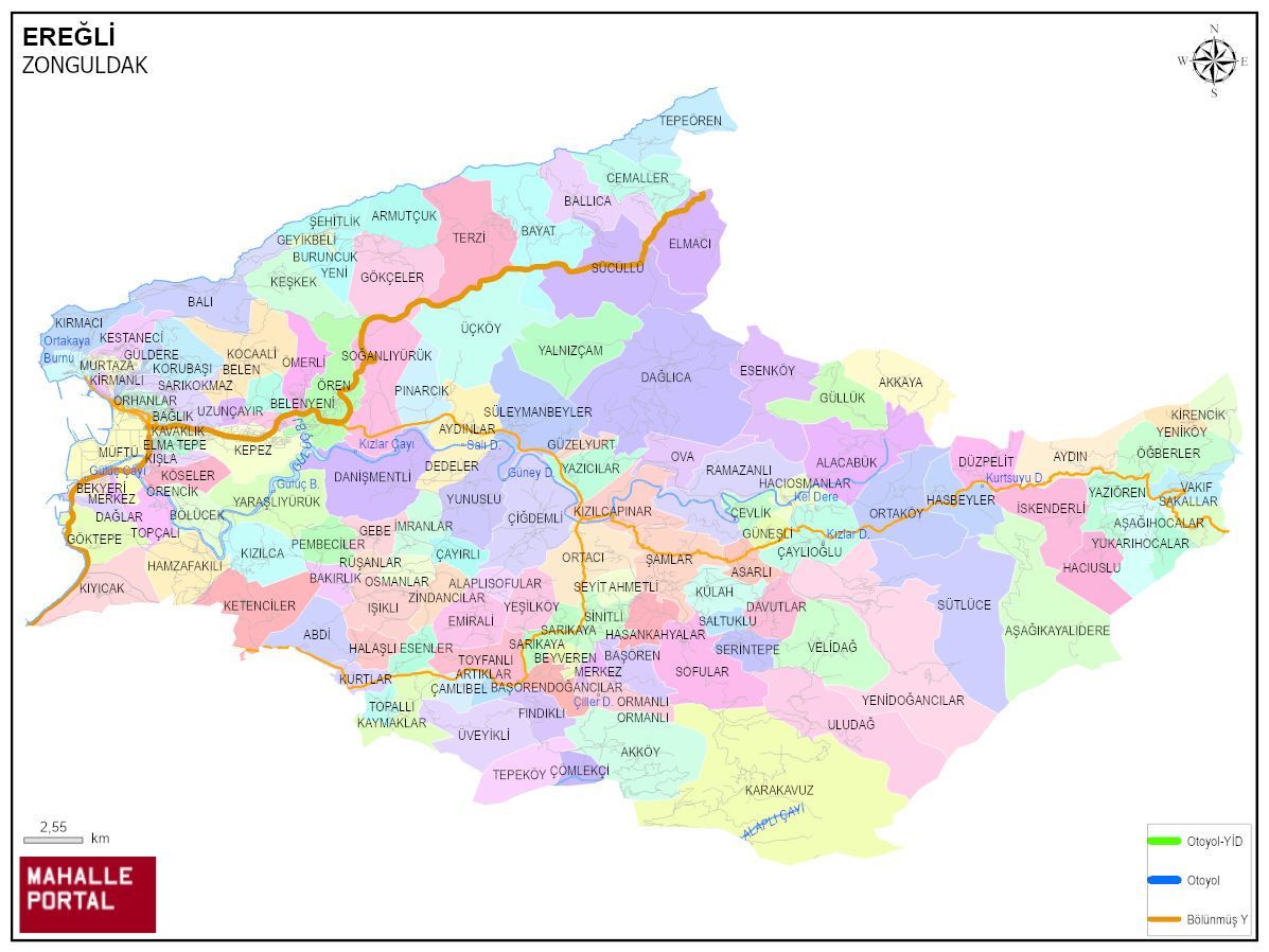 EREĞLİ Mahalle Köy Haritası | İlçe Mahalleleri ve Köy Sınırları