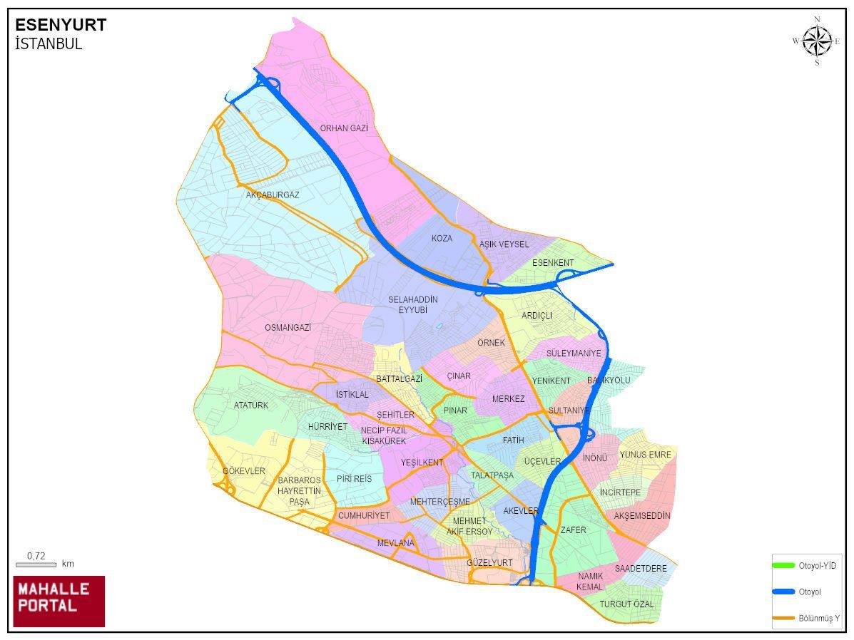 ESENYURT Mahalle Köy Haritası | İlçe Mahalleleri ve Köy Sınırları