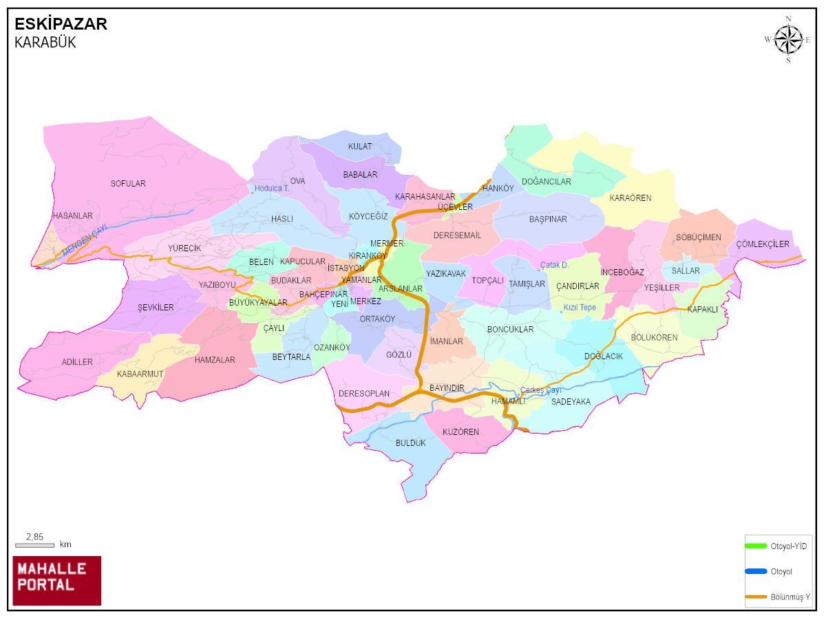 ESKİPAZAR Mahalle Köy Haritası | İlçe Mahalleleri ve Köy Sınırları