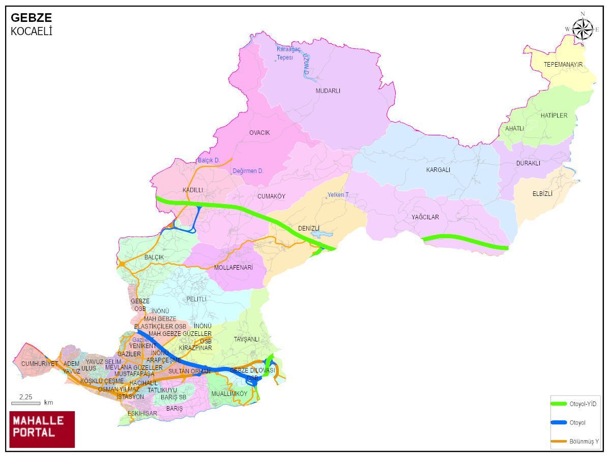 GEBZE Mahalle Köy Haritası | İlçe Mahalleleri ve Köy Sınırları