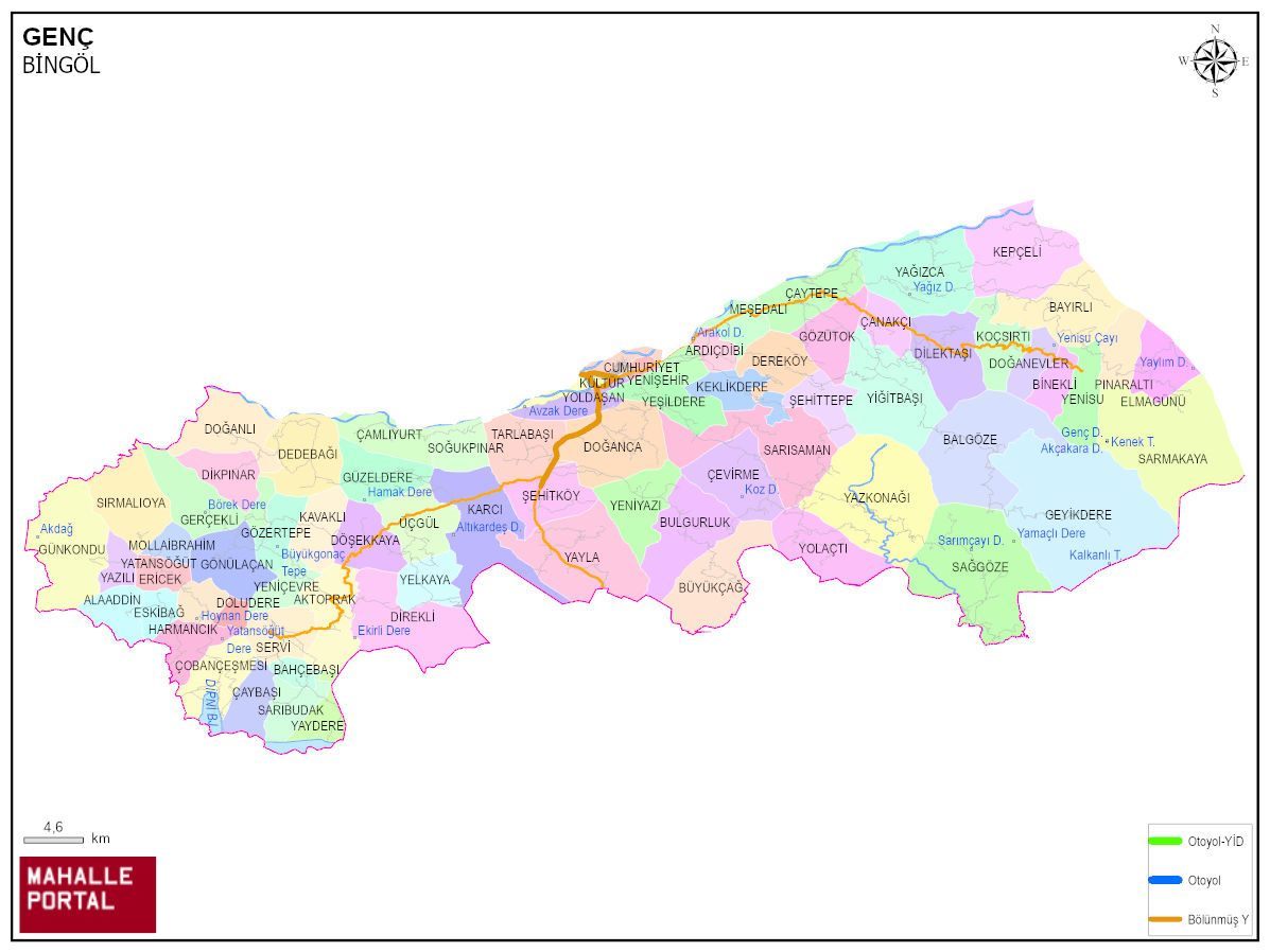 GENÇ Mahalle Köy Haritası | İlçe Mahalleleri ve Köy Sınırları