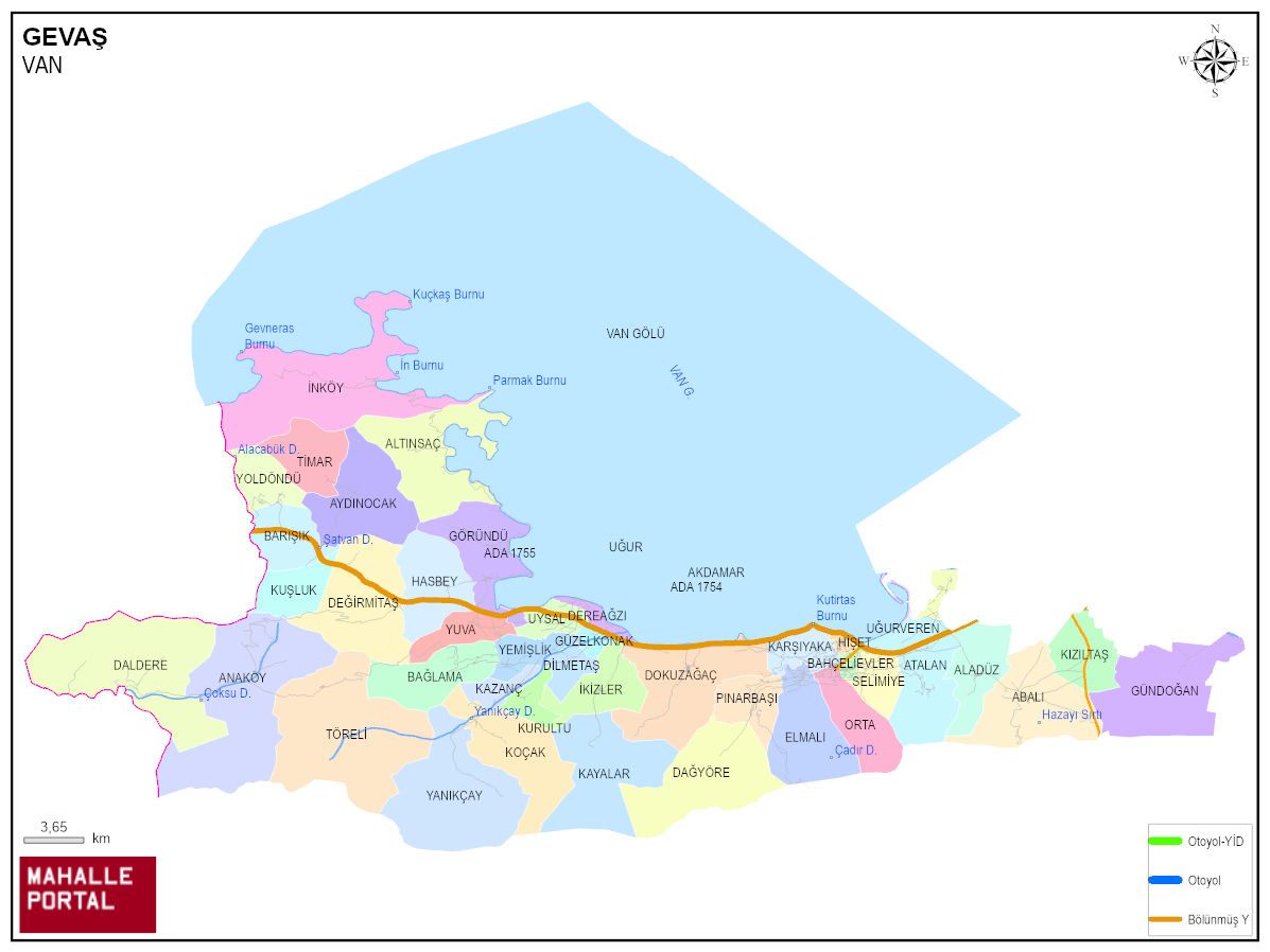 GEVAŞ Mahalle Köy Haritası | İlçe Mahalleleri ve Köy Sınırları
