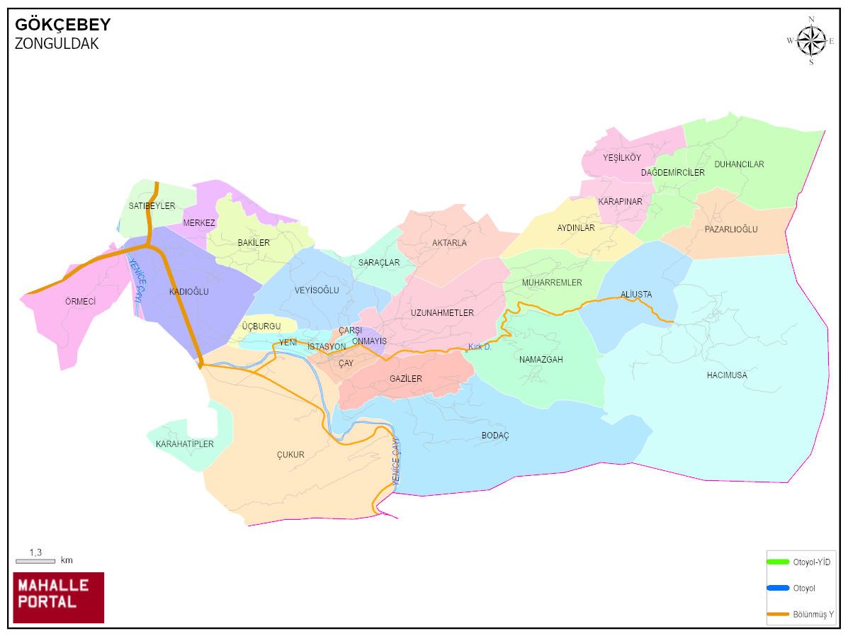 GÖKÇEBEY Mahalle Köy Haritası | İlçe Mahalleleri ve Köy Sınırları