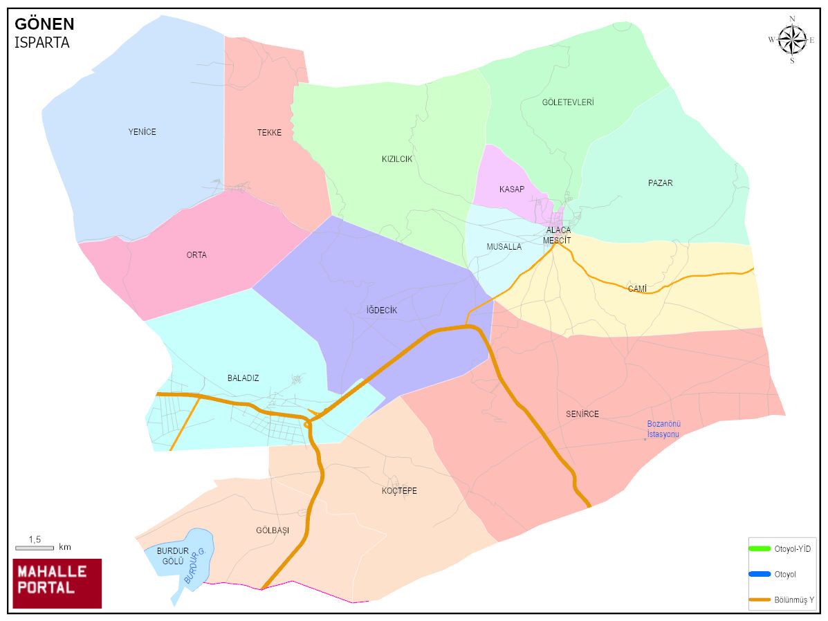 GÖNEN Mahalle Köy Haritası | İlçe Mahalleleri ve Köy Sınırları