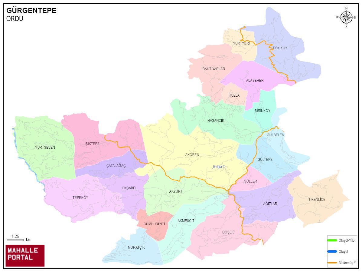 GÜRGENTEPE Mahalle Köy Haritası | İlçe Mahalleleri ve Köy Sınırları