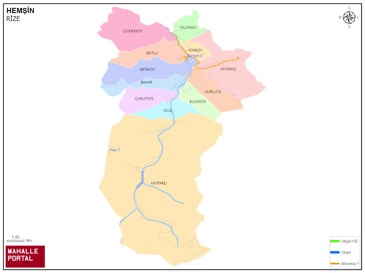 HEMŞİN Mahalle Köy Haritası