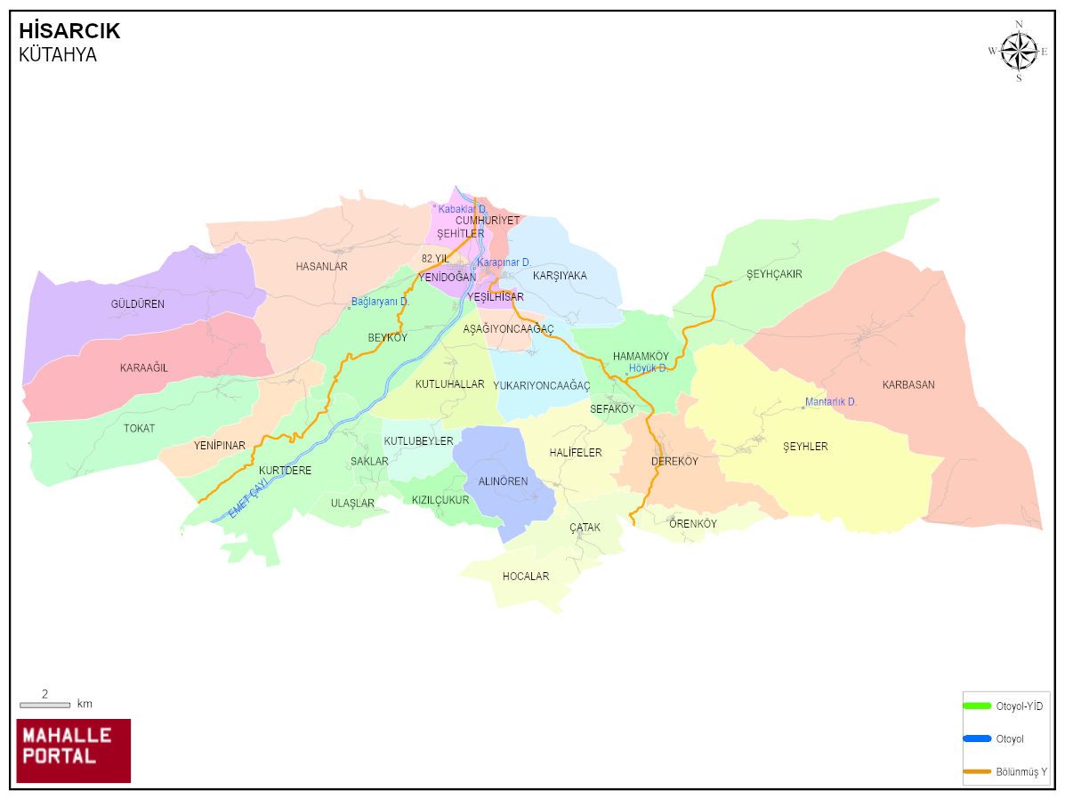 HİSARCIK Mahalle Köy Haritası