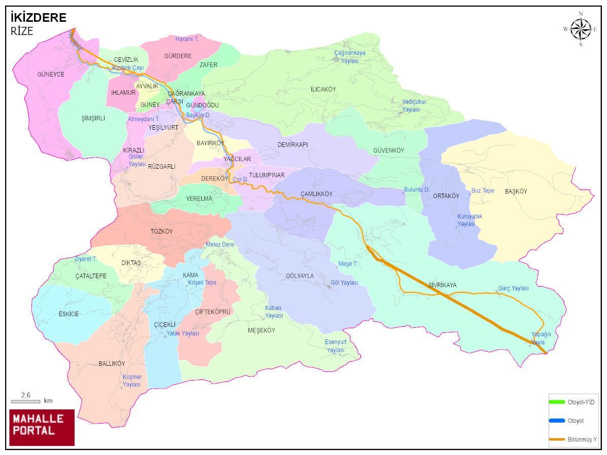 İKİZDERE Mahalle Köy Haritası | İlçedeki Tüm Mahalle ve Köyler