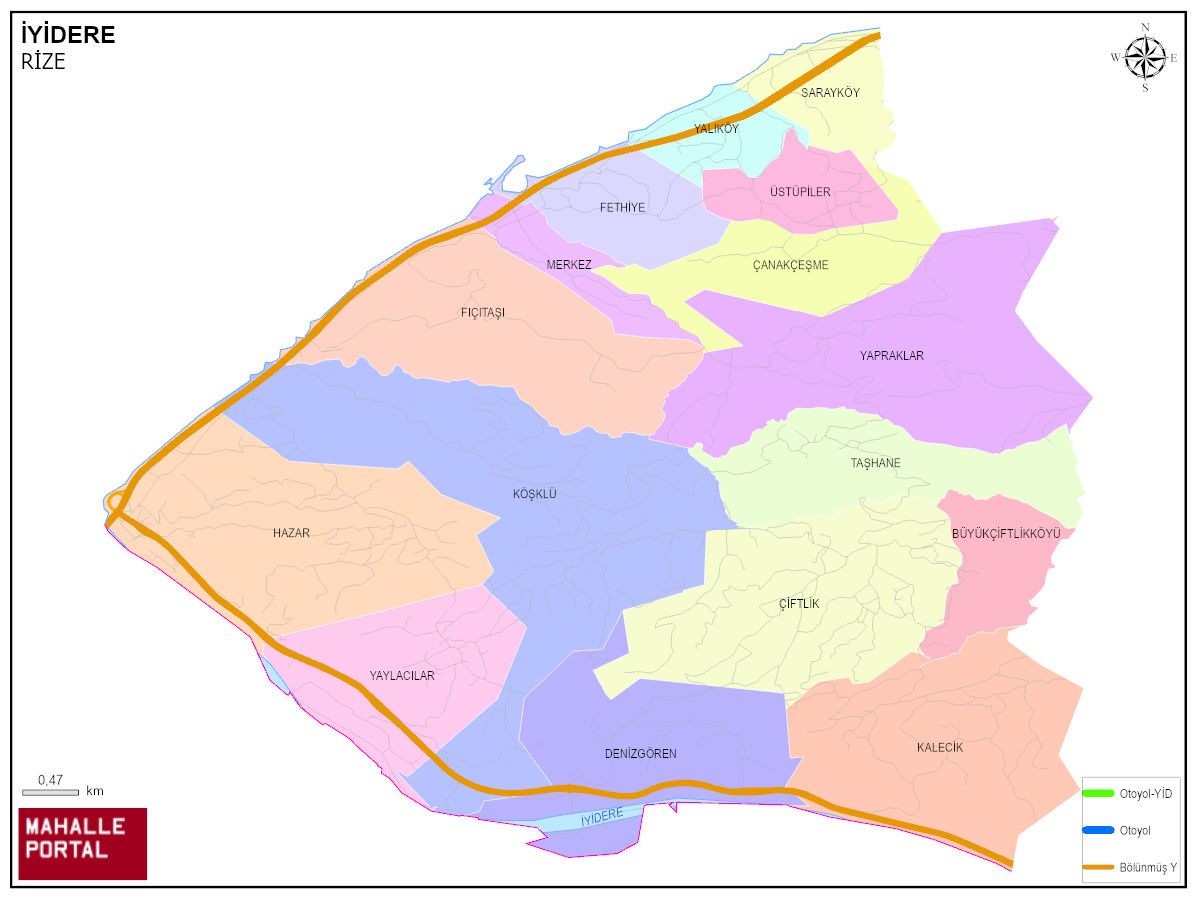 İYİDERE Mahalle Köy Haritası | İlçedeki Tüm Mahalle ve Köyler