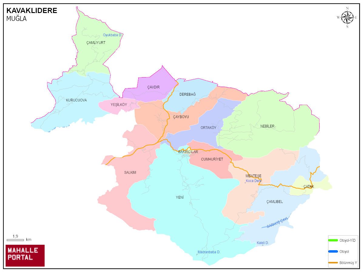 KAVAKLIDERE Mahalle Köy Haritası