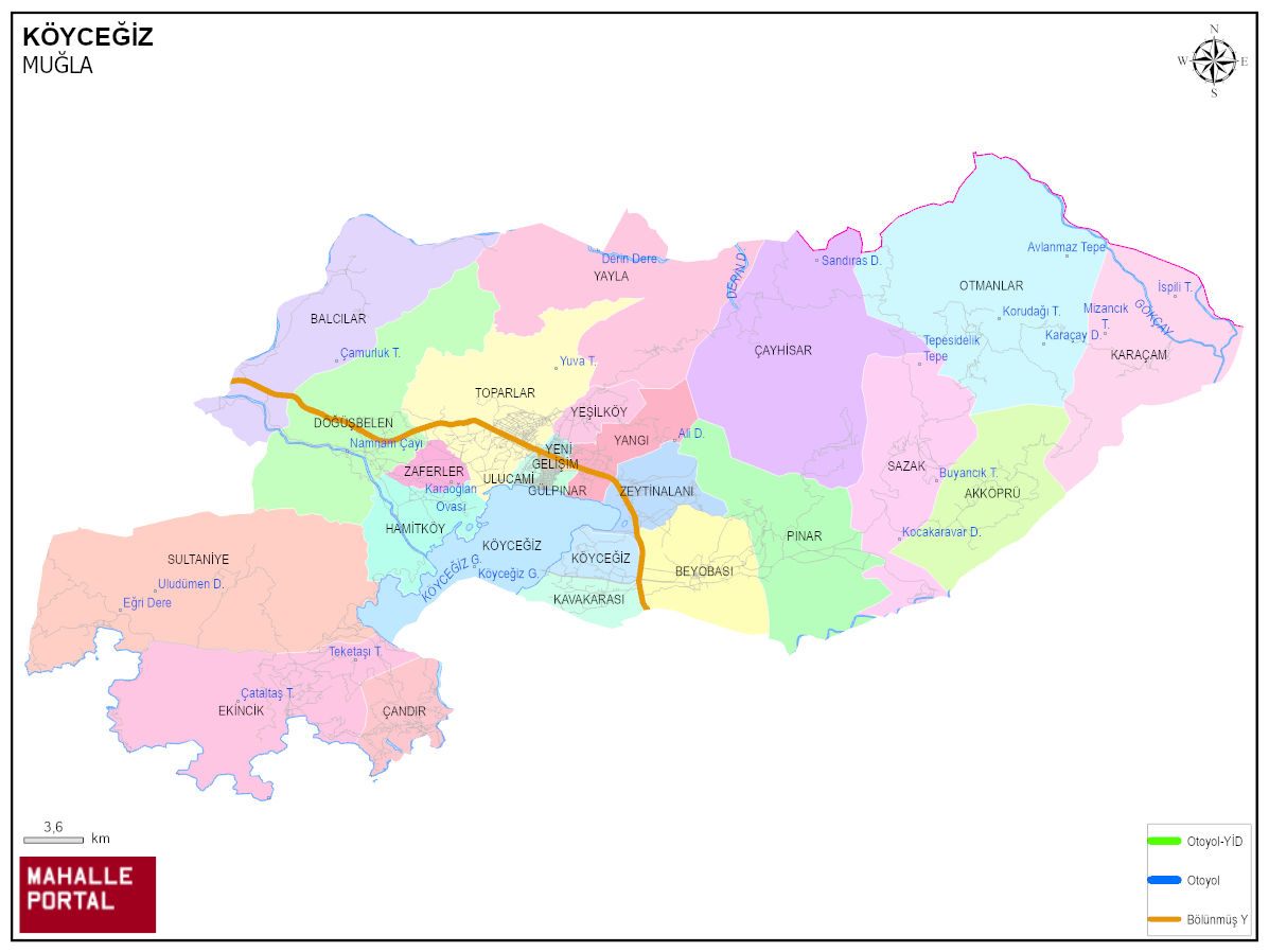 KÖYCEĞİZ Mahalle Köy Haritası