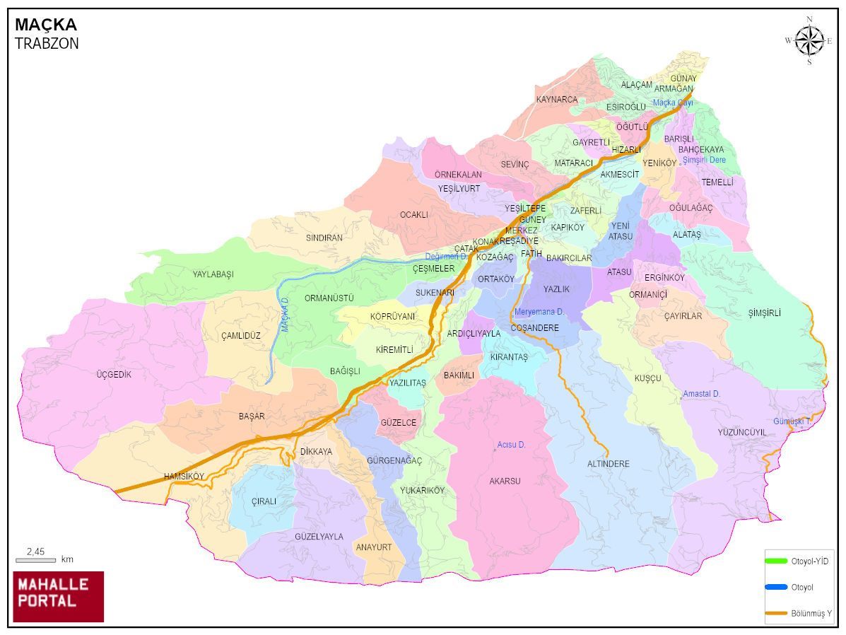 MAÇKA Mahalle Köy Haritası