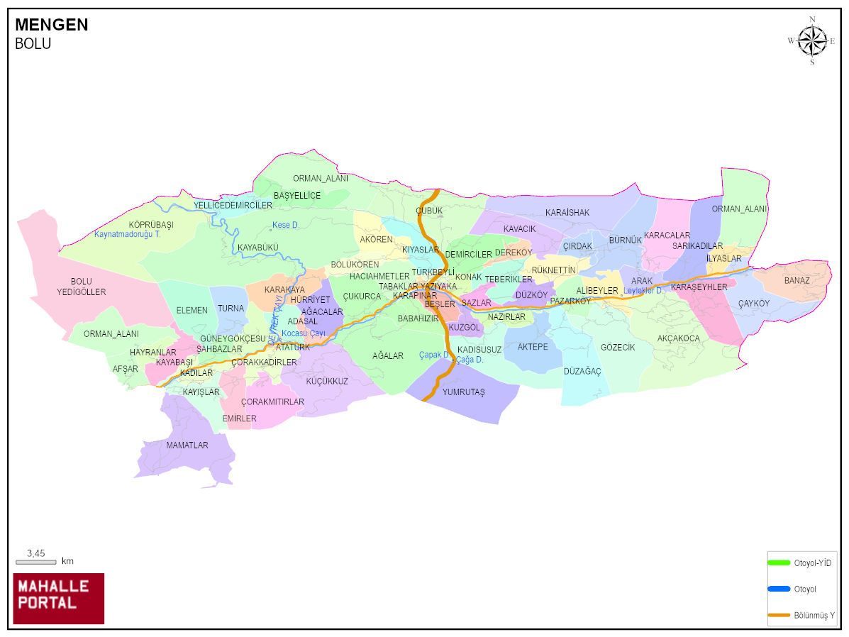 MENGEN Mahalle Köy Haritası